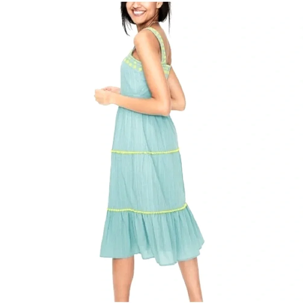 Boden Aqua and Lime Midi Dress